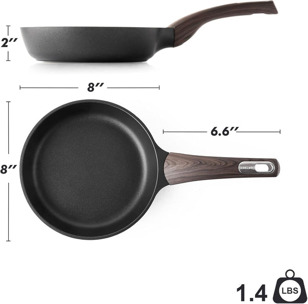 8Inch Nonstick Frying Pan Skillet, PFOA/PFOS Free, Black | Non Stick Egg Pan Omelette Pans, Healthy Kitchen Cooking Chef'S Pan, Induction Compatible, Stay-Cool Handle7