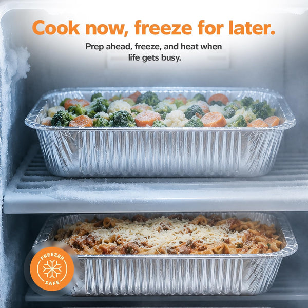9X13 Inch Aluminum Foil Pans [30 Count] Half Size Deep | Thicker 37.4 Gauge, Food-Safe Tin Disposable Trays, Freezer-Safe, Oven, Grill & Smoker Use, Fully Recyclable5
