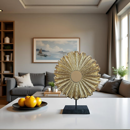 Modern Abstract round Decorative Sculpture, Dining Living Room Desk Decor,Geometric Home Decor Statues,Shelf Top Decor Aesthetics, Coffee Tables or Office Shelves（Golden）8
