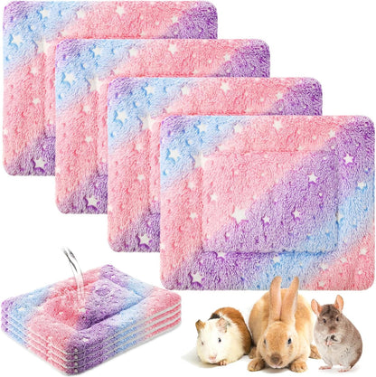 Haull 4 Pcs Waterproof Guinea Pig Bedding Soft Dog Cat Bed Crate Mat Small Animal Plush Cage Liners Rabbit Bunny Kennel Pad Reversible Cozy Pee Thickened Hamster Pad(Tie Dyed,13 X 10 Inch)24