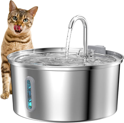 Cat Water Fountain Stainless Steel: 2.2 L Cat Fountain for Drinking - Automatic Pet Water Fountain for Cats inside - Metal Cat Dog Water Dispenser Bowl with Faucet Water Level Window Ultra Quiet Pump | Automatic Metal Pet Water Fountain for Cats Inside, Cat Dog Water Dispenser with Faucet Water Level Window, Ultra Quiet Pump11