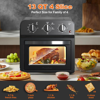 4-Slice Air Fryer Toaster Oven Combo - 360° Hot Air Circulation & Larger Capacity, Timer & Temp Control, Stainless Steel 7-In-1 Convection Oven Countertop, Low Oil for Family Cooking (Black)8