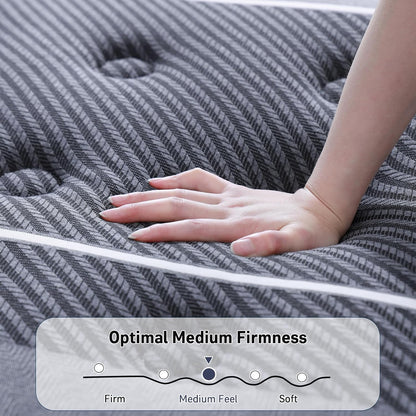 Full Mattress 12 Inch, Luxury Hotel-Level Cooling Hybrid Mattress in a Box | Upgraded Cooling Gel Memory Foam & Pocket Springs, Relieve Back & Waist Pain, Extra Back Support, Medium Firm,365-Night Trial6