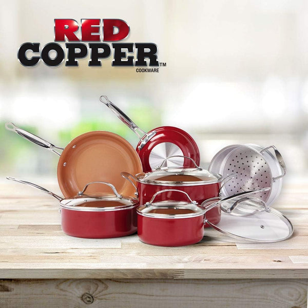 Red Copper 10 PC Copper-Infused Ceramic Non-Stick Cookware Set3