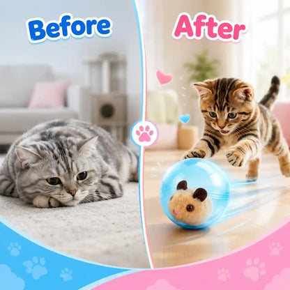 2026 Self-Rolling Interactive Cat Ball, Moving Rolling Cat Ball 360° Rolling Spin Moving Cat Ball, Cute Pet Rotating Toys, Fun Indoor Interactive Pet Ball for Cats Dogs Chasing ((Blue, Brown Mouse))3