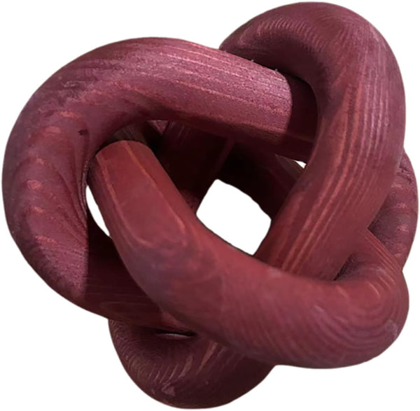Wood Knot Decor -Coffee Table Decor,Wine Red Decor Shelf Decor | Entry Table Accessorie Boho Rustic Modern Shabby Chic Style Decor 3 Link Wooden Knot Chain Link Decor Burgundy Home1