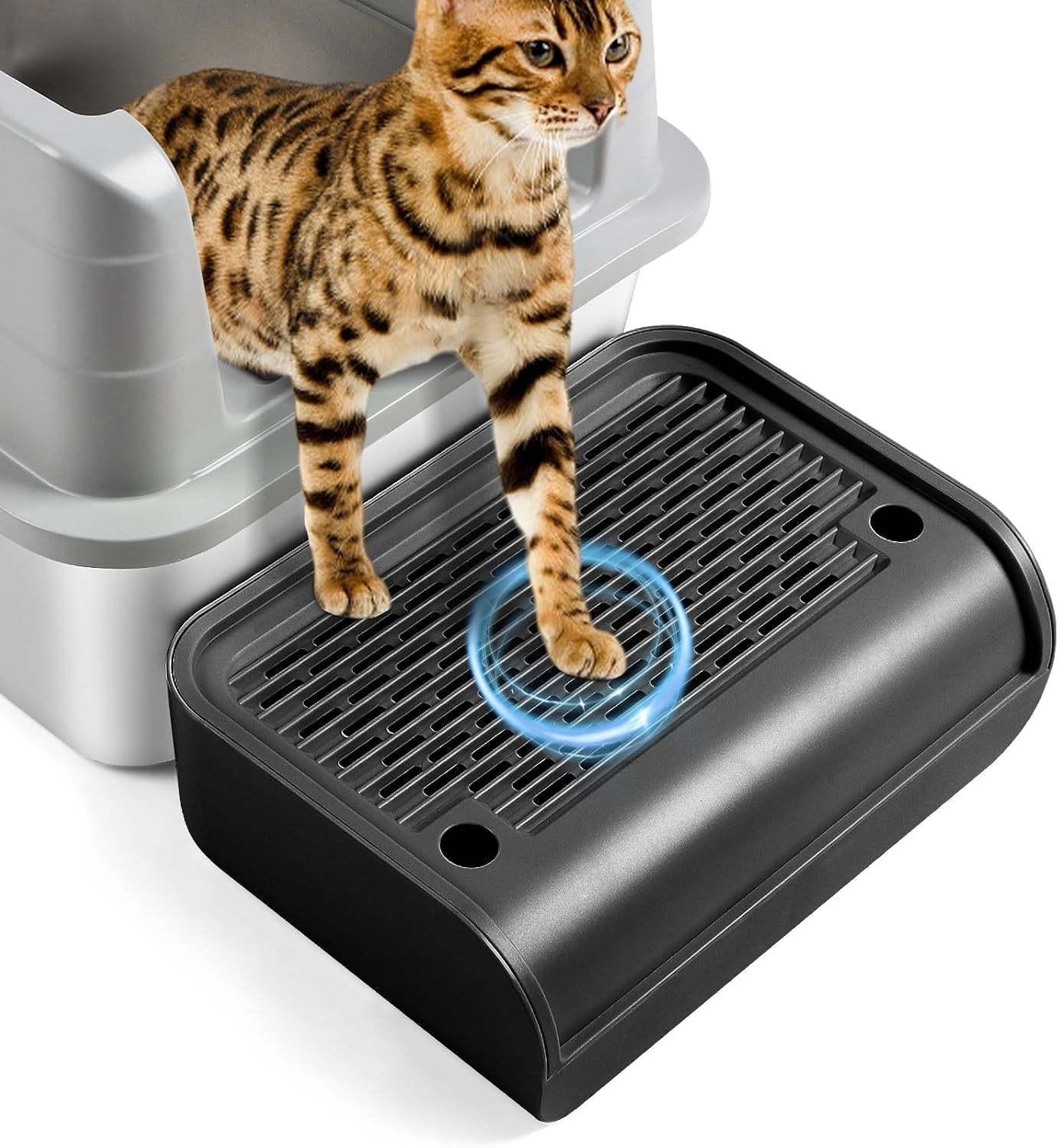 large-cat-litter-box-step-mat-16-5x11-2-cat-ramp-stairs-cat-litter-catcher-for-self-cleaning-litter-box-cats-pedal-step-stool-ideal-for-kitten-older-cats-light-grey