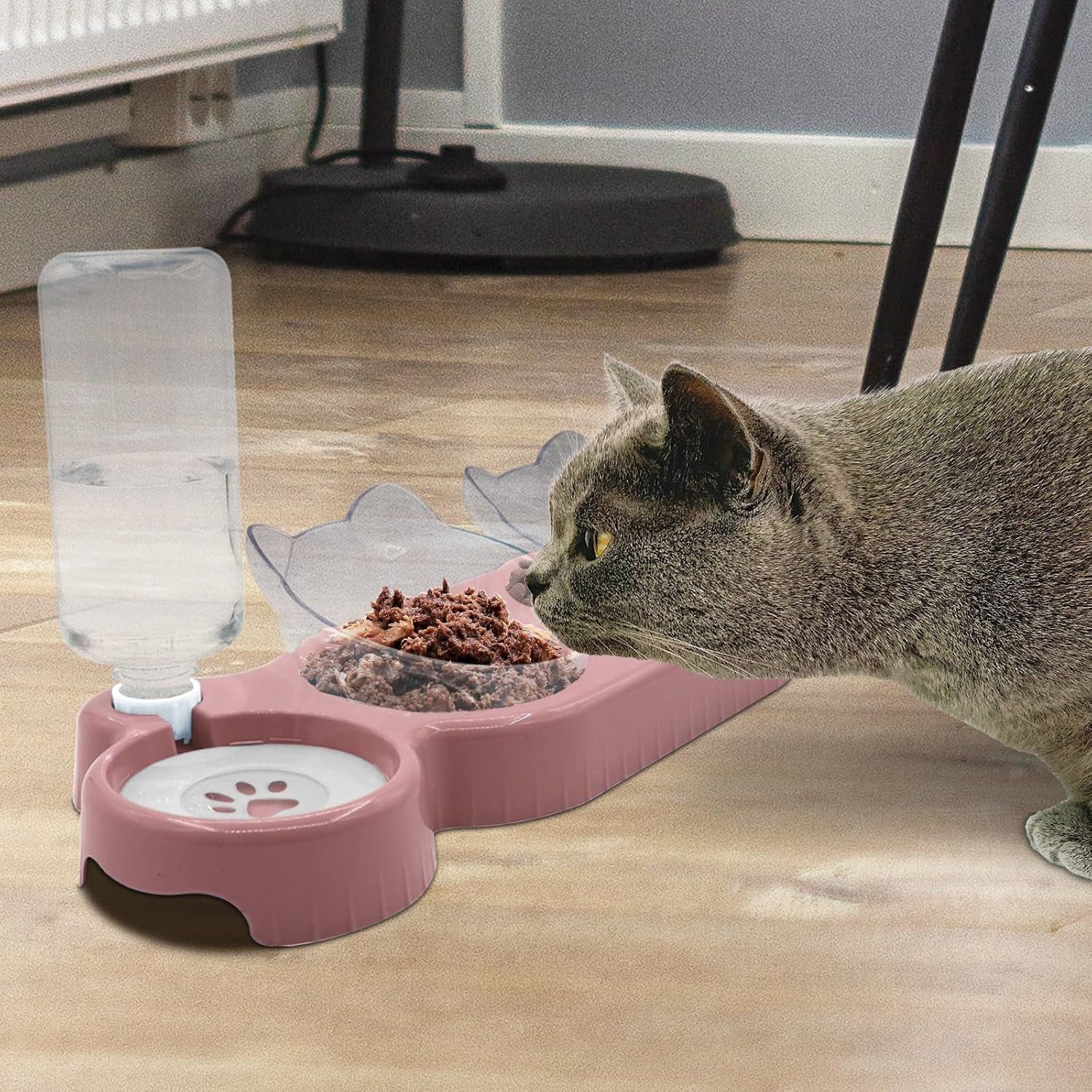 triple-cat-bowls-15-tilt-3-in-1-water-feeder-bowls-cat-double-food-bowls-with-automatic-water-bottle-bowl-whisker-friendly-wet-and-dry-cat-elevated-feeding-dishes-for-small-cat-and-puppy-pink