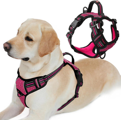 BARKBAY Dog Harness No Pull with ID Tag Pocket - Heavy Duty, Reflective, Easy Control for Large Dogs(Blue,L)9