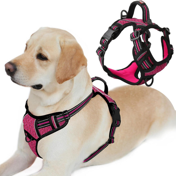 BARKBAY Dog Harness No Pull with ID Tag Pocket - Heavy Duty, Reflective, Easy Control for Large Dogs(Blue,L)9