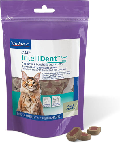 Virbac C.E.T. Intellident Cat Bites for Dental Care | Crunchy Cat Bites for Tartar Control, Supports Healthy Teeth and Gums, Chicken Flavor Bites, Cat Oral Care Hygiene1
