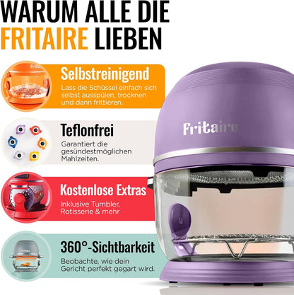 Non Toxic Air Fryer™ Pro | 9-In-1 Glass Air Fryer | Self-Cleaning | 5 Quart | Rotisserie and Tumbler | 400F Vortex for Even Cooking, Bpa-Free Teflon Free, Recrisp, Roast, Bake, Lavender2