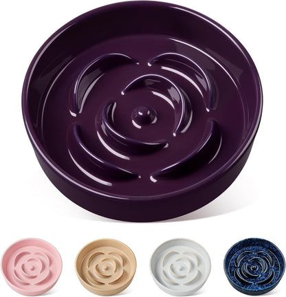 Vancasso Slow Feeder Dog Bowl, 0.6 Cups Ceramic Dog Food Dish for Fast Eaters Small Breed, Puzzle Bowl for Small Dogs and Cats, Blue19