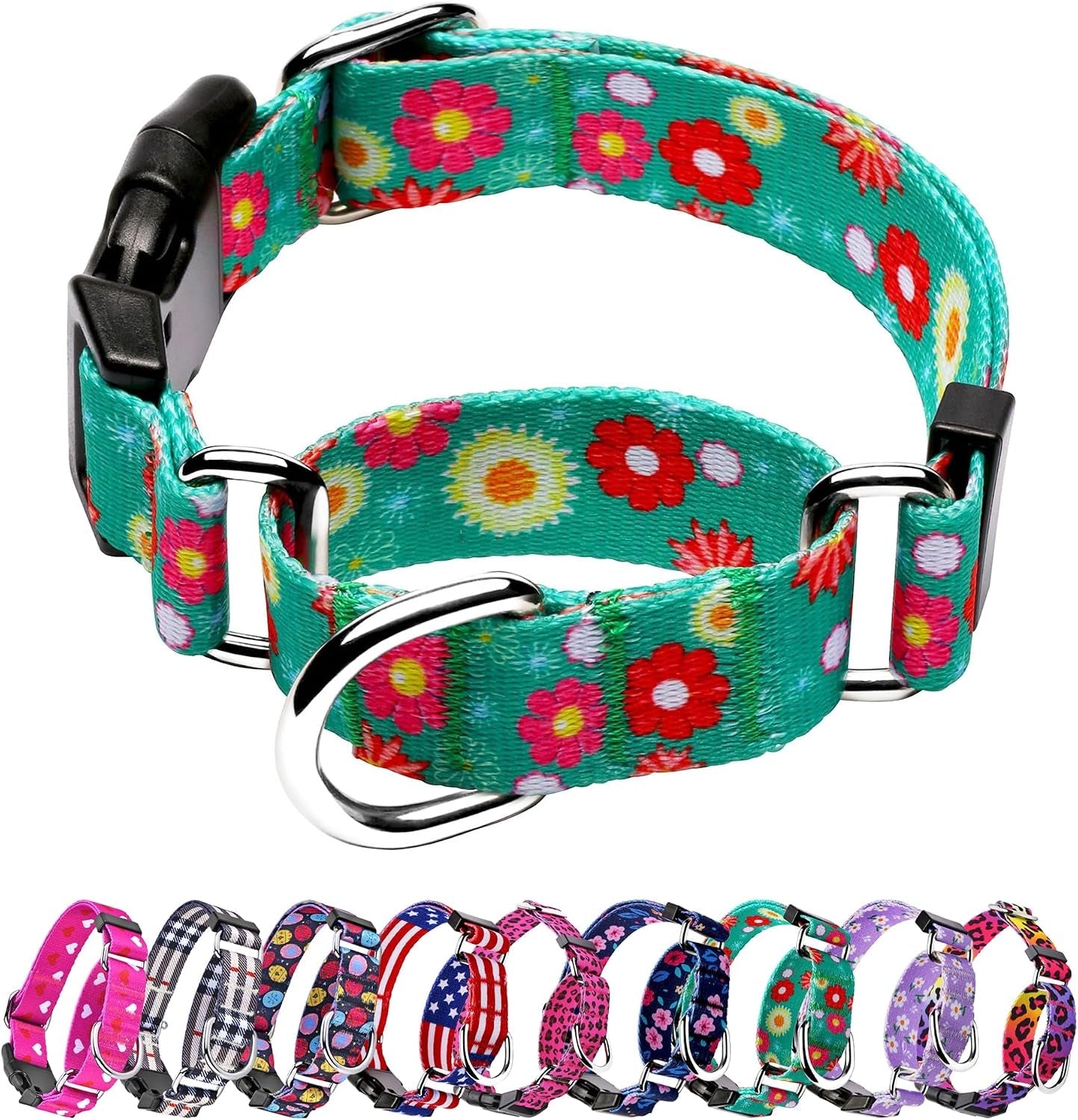 hikiko-martingale-collar-for-dogs-adjustable-soft-nylon-dog-collars-with-cute-patterns-for-small-medium-large-dog-pink-butterfly-medium