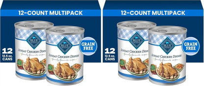 Blue Buffalo Family Favorite Recipes Sunday Chicken Dinner in Gravy Natural Wet Dog Food for Adult Dogs, Grain-Free Recipe with Natural Ingredients, Vitamins & Minerals, 12.5-Oz. Can (12 Count)15