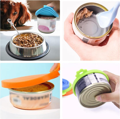 SHENGQIDZ 3 Pack Pet Food Can Covers Universal Can Lids Safe/Silicone Dog&Cat Food Can Lid Covers (Green+Blue+Orange)4