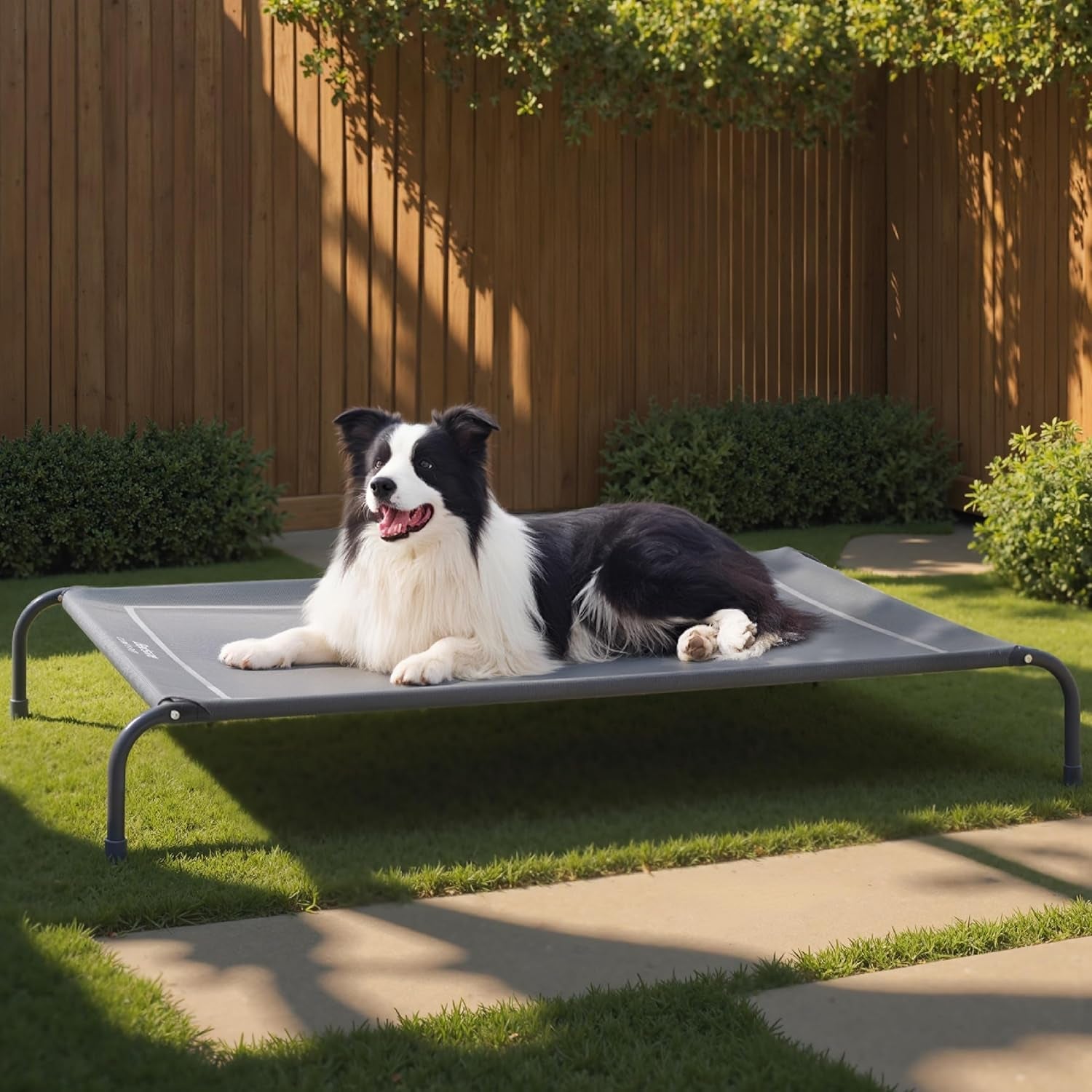 bedsure-outdoor-elevated-cooling-dog-bed-large-sized-dog-49in-grey-portable-raised-camping-pet-cot-hammock-breathable-teslin-mesh-weather-resistant-for-large-pets-up-to-85-lbs-easy-to-assemble