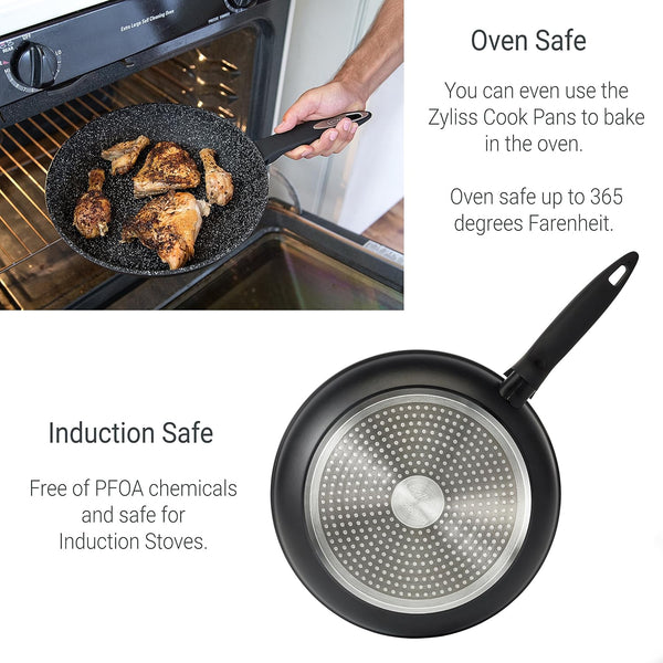 Cookware 9.5" Nonstick Fry Pan - Oven, Dishwasher, Induction and Metal Utensil Safe Cooking - Heavy Duty Forged Aluminum with Sturdy Riveted Handle7