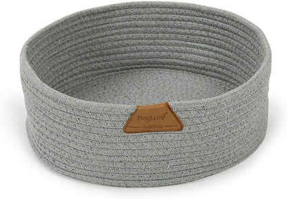 Cat Bed Basket Nest round Cotton Rope Woven Warm Medium,Pet Sleeping Bed House Cute Fun Scratcher Scratching Scratch Mat Pad for Puppy Small Dogs Indoor Play Eco Washable Winter Summer (Gray)1