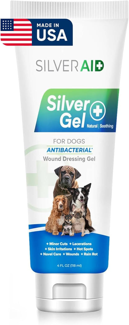 Hot Spot Treatment Gel for Dogs Colloidal Silver Wound Care for Cuts, Bites, Rashes, Skin Irritations & Ulcers, Dog Wound Care Solution, 4.0 Ounces - Vet Recommended & Made in USA1