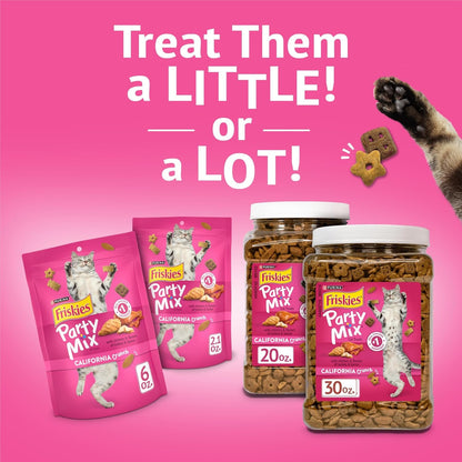 Purina Friskies Party Mix California Crunch with Chicken and Flavors of Turkey and Bacon Cat Treats - 30 Oz Canister10