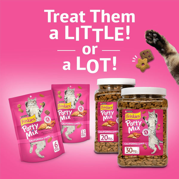 Purina Friskies Party Mix California Crunch with Chicken and Flavors of Turkey and Bacon Cat Treats - 30 Oz Canister10