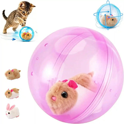 2026 New Self-Rolling Interactive Cat Ball Realistic Animal Automatic Moving Rolling Cat Ball 360° Rolling Spin Moving Cat Ball Fun Indoor Interactive Pet Ball for Cats Dogs Chasing (Blue, Mouse-A)7