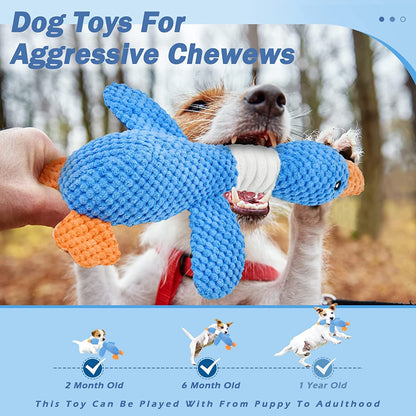 Vitscan Upgraded Goose Indestructible Dog Toys for Aggressive Chewers Small Medium Large Breed, Crinkle Squeaky Plush Dog Puppy Chew Toys for Teething, Duck Puppy Toys3