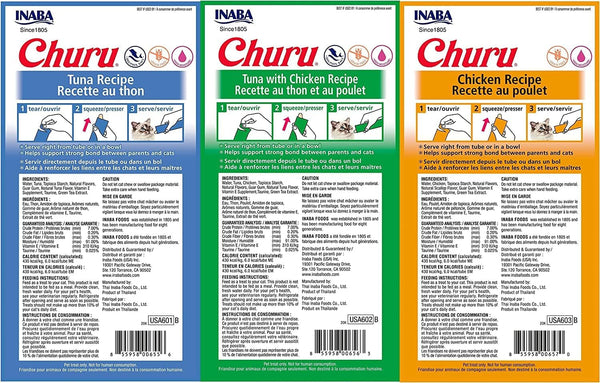 INABA Churu Lickable Purée Natural Cat Treats (Tuna and Chicken Variety Pack, 36 Tubes)2