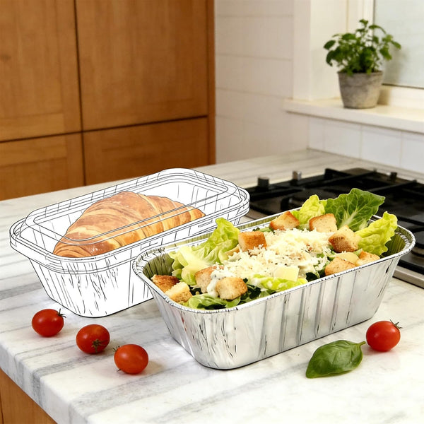 60 Pack Disposable Mini Aluminum Loaf Pans with Chear Lids,(6"X3.5"X2" )1 Lb Foil Loaf Pans,Disposable Aluminum Food Containers with Lids,Small Aluminum Tin Foil Baking Pan for Cakes, Bread, Meat7