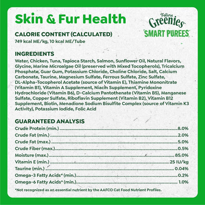 Greenies Feline Smart Purees Skin & Fur Health Lickable Cat Treats with Real Salmon, 0.49 Oz. Tubes, 20 Count | Grain-Free, Omega-3 from Marine Microalgae Oil, Real Salmon Protein, No Carrageenan, Moisture-Rich, Nutritionally Complete6