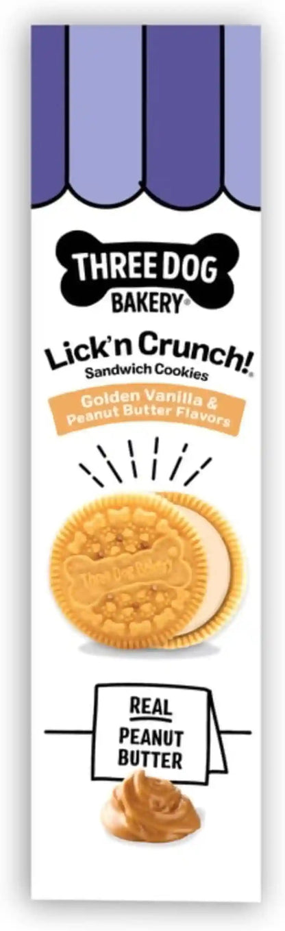 Three Dog Bakery Lick'N Crunch! Dog Treats - 13 Oz | Golden Vanilla & Peanut Butter Sandwich Cookies - Crunchy Treats with Peanut Butter Creme3