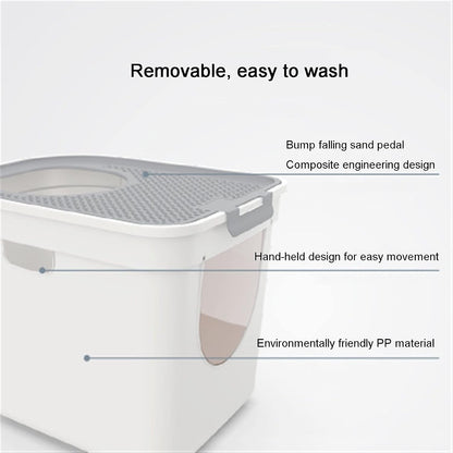 Dog Potty Training Toilet ﻿ Top Entry Removable Cat Litter Box Large Bump Falling Sand Pedal Enclosed Potty Anti-Splashing Toilet Easy to Clean(B)4