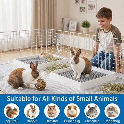 WUWEOT 2 Pack Large Rabbit Litter Box, Shallow Bunny Restroom Litter Tray, Small Animals Litter Pan Toilet Potty Trainer with Grate for Rabbit Hamster Ferret Rats Guinea Pigs Hedgehog Chinchillas6