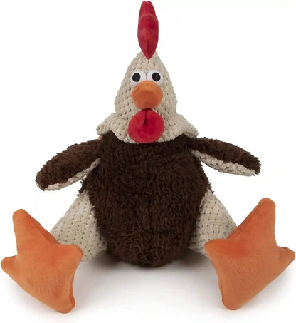 Godog Checkers Fat Rooster Squeaky Plush Dog Toy, Chew Guard Technology - White, Large17