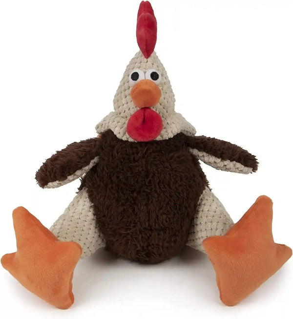 Godog Checkers Fat Rooster Squeaky Plush Dog Toy, Chew Guard Technology - White, Large17