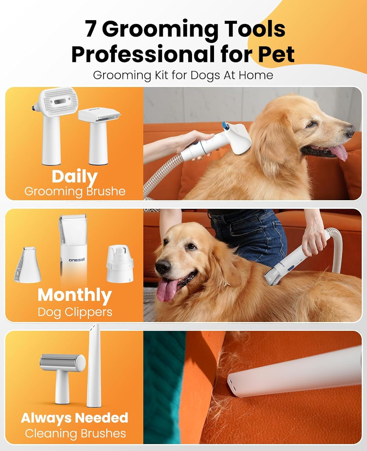 oneisall-dog-grooming-vacuum-kits-with-clipper-exatra-large-3l-dust-cup-13kpa-3-suction-clipper-nail-grinder-shedding-brush-7-in-1-grooming-kits-low-noise-bm3