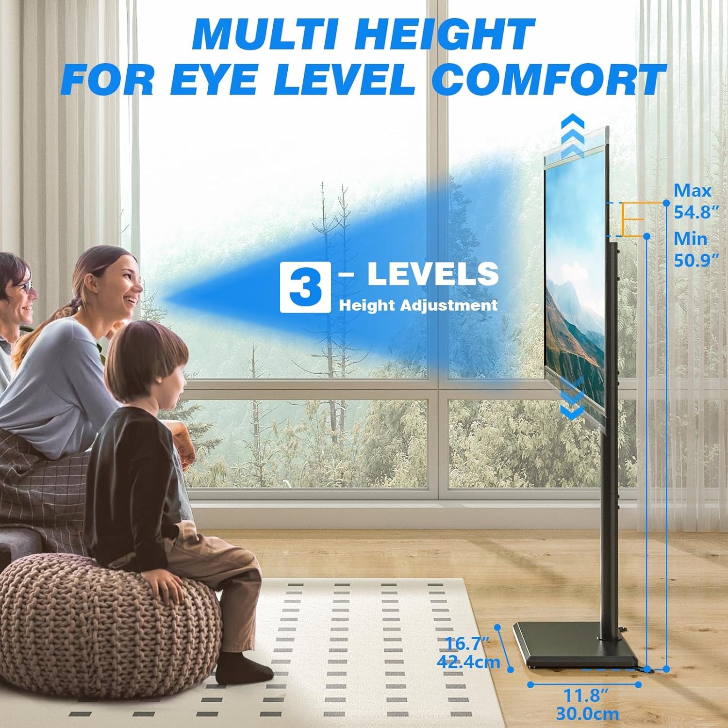 swivel-floor-tv-stand-for-32-65-inch-flat-screen-tvs-height-adjustable-mount-solid-wood-base-space-saving-holds-88lbs-max-vesa-400x400mm-for-living-room-bedroom-corner