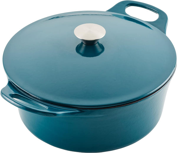 Enameled Cast Iron Dutch Oven/Casserole Pot with Lid, 5 Quart, Teal5