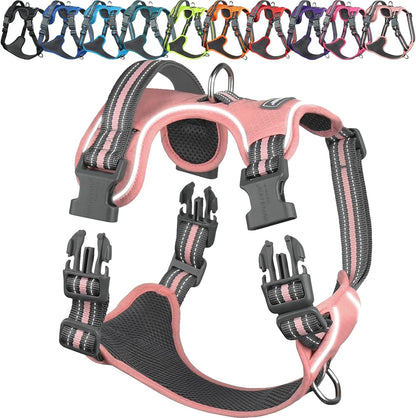 VIVAGLORY No Pull Dog Harness Vest Harness, L, Orange - Patterned | with Handle Front and Back Clip for Training & Pulling, No Pull & Escape Proof Padded Adjustable for Pet Puppy17