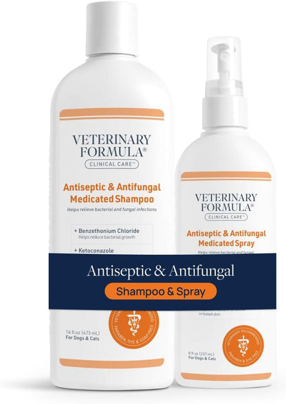 Veterinary Formula Clinical Care Antiseptic & Antifungal Shampoo, 16 Oz | Medicated Formula Helps Alleviate Scaly, Greasy and Red Skin; Free from Parabens, Dyes and Soap10