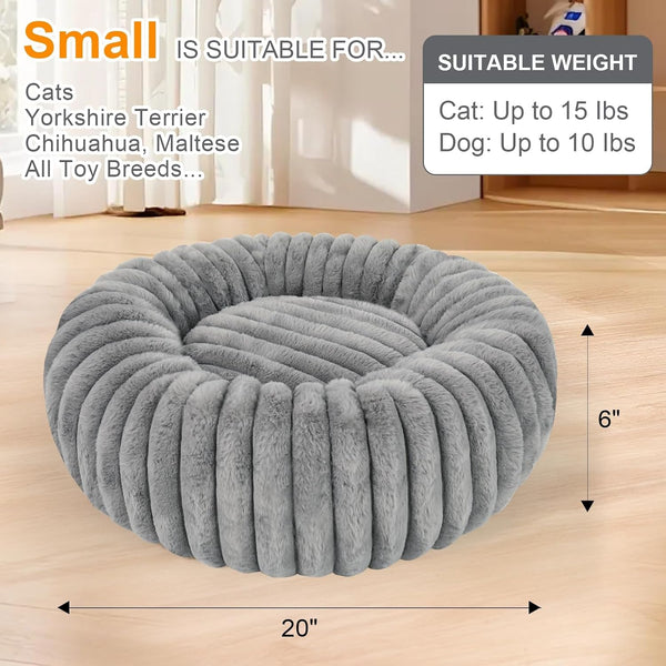 Washable Small Cat Dog Bed,Puppy Bed Cat Beds for Indoor Cats(Grey,S) | Calming anti Anxiety round Donut Dog Bed,Cute Fluffy Puppy Dogs Beds for Small Dogs, Anti-Slip Comfort Pet Bed4