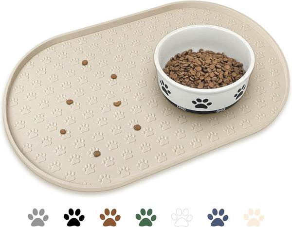 Silicone Pet Placemat, Waterproof Pet Feeding Bowl Mat, Brown, 24" * 16"12