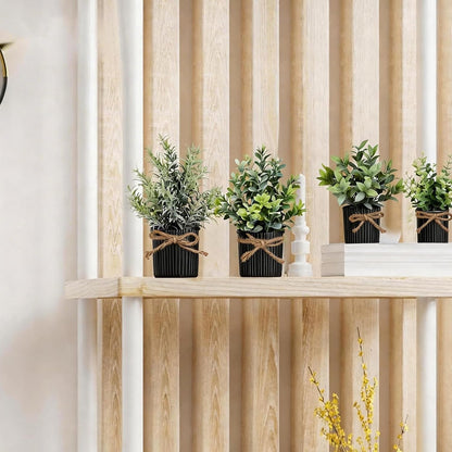 4 Potted Artificial Plants Metal Fake Potted Plant with Iron Pot Mini Greenery Decor Small Faux Plants for Indoor Farmhouse Home Porch Garden Bathroom Room Décor Black6