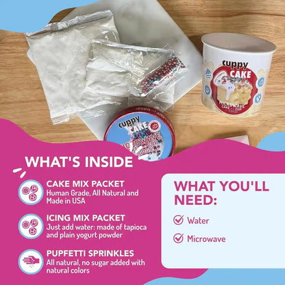 Cuppy Cake Microwave Dog Birthday Cake in a Cup - Ready in 2 Min, Just Add Water and Microwave, All Natural, Pupfetti Sprinkles, Made in USA (Woman Owned)3