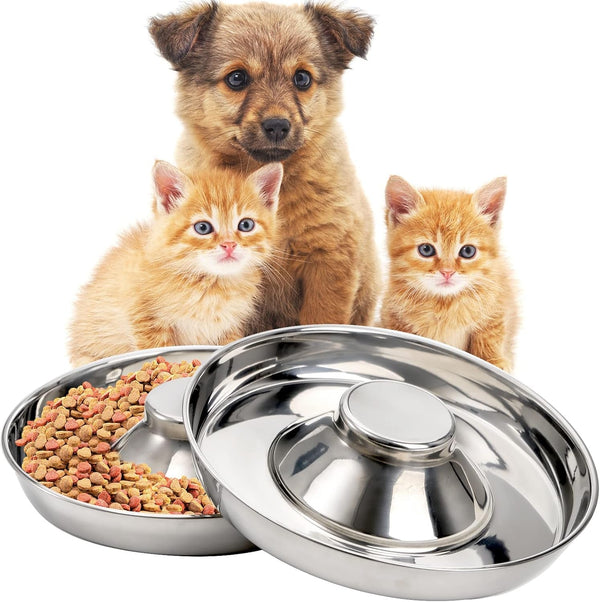 SOUJOY 2 Pack Stainless Steel Puppy Bowls, Pet Slow Feeder Bowls, Non-Skid Dog Food and Water Bowl, Feeding Weaning for Small Medium Large Dogs, Cat, Pets, Multiple Puppies3