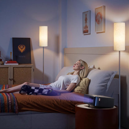 64.4” Slim Floor Lamp for Living Room with Magnetic Remote and Foot Switch, Dimmable Standing Tall Lamp Mood for Bedroom Nursery, 3 Color Temperatures, 1-Hour Timer,900Lm Bulb Included,Beige E06LD05W13