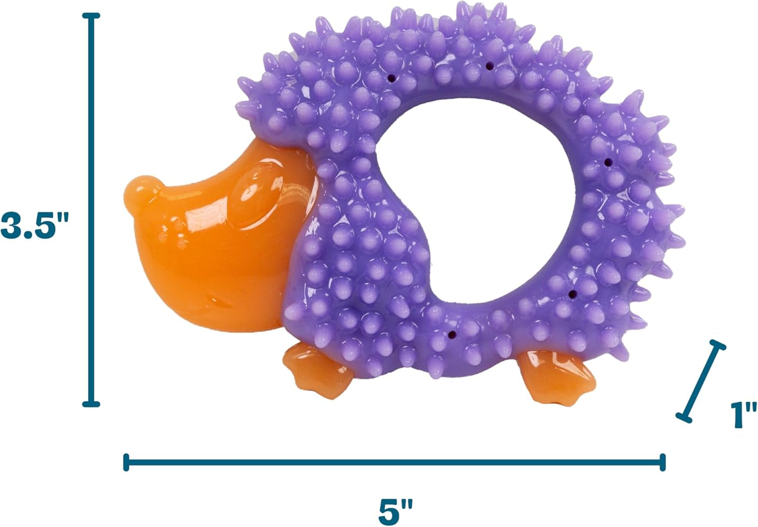 cutie-chewies-hedgehog-dental-dog-chew-toy-multi-textured-massages-gums-floats-bounces-for-teething-puppies-small-dogs-5-x-3-5-x-1