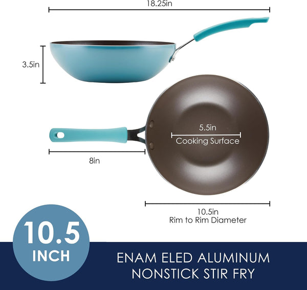 Cook + Create Nonstick Stir Fry Pan/Wok, 10.5 Inch, Agave Blue2