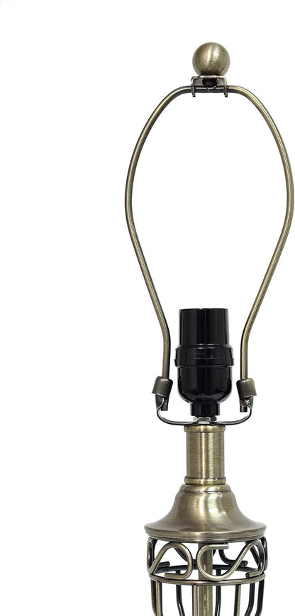 LC1001-ABS Antique Brass Three Pack Lamp Set (2 Table Lamps, 1 Floor Lamp) with Fabric White Bell Shaped Shades9